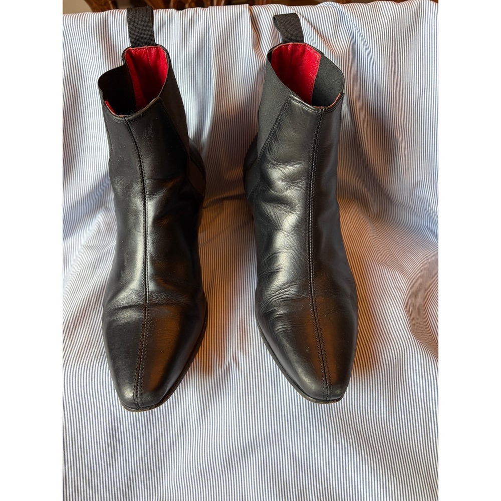 Mark Astbury Beatwear Black Leather Chelsea Boots Red Lining Italy Mens 40